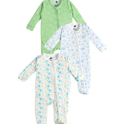 The Mom Store Infants Pack Of 3 Printed Cotton Sleepsuits-image-91