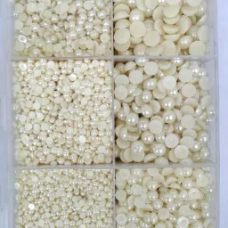 4MM TO 12MM OFF-WHITE HALF ROUND PEARL BEADS FOR CRAFT[TOTAL 3400 PCS]-22