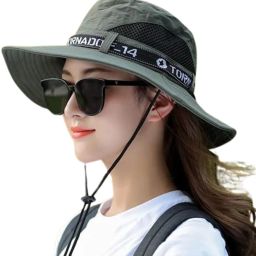 Zonkar Green Unisex Cotton Classic Camouflage Hat Summer Sun Protection Beach Hat-image-1