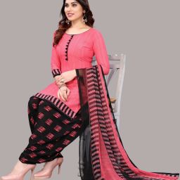 Unstitched Crepe Salwar Suit Material Printed-image-4