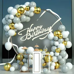 Solid Gray, golden, white balloon garland kit 65pcs for birthday, bridal shower Balloon-98