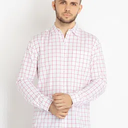 Status Quo Standard Slim Fit Grid Tattersall Checked Cotton Casual Shirt-image-24