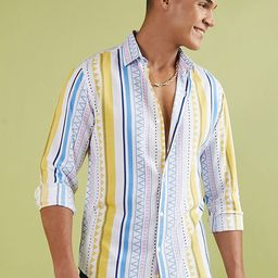 Campus Sutra Classic Geometric Printed Spread Collar Long Sleeve Casual Shirt-image-60
