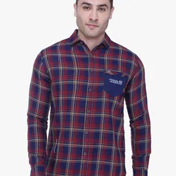 Kuons Avenue Smart Slim Fit Tartan Checks Opaque Checked Cotton Twill Casual Shirt-image-77