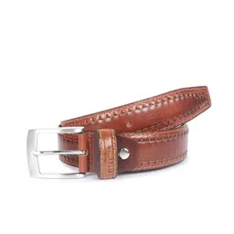 THE CLOWNFISH Men Brown Textured Leather Belt-image-36