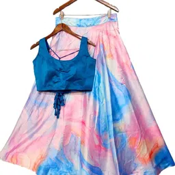 BAESD Girls Printed Semi-Stitched Lehenga & Unstitched-image-5