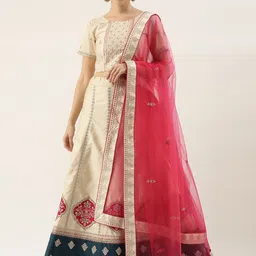 HRITIKA Embroidered Thread Work Semi-Stitched Lehenga & Unstitched Blouse With Dupatta-picture-55