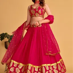 KALINI Embroidered Sequinned Semi-Stitched Lehenga & Unstitched Blouse With Dupatta-10