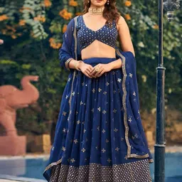 KALINI Embroidered Sequinned Semi-Stitched Lehenga & Unstitched Blouse With Dupatta-9