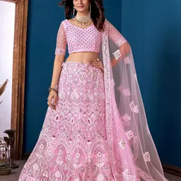Kvsfab Embroidered Sequinned Semi-Stitched Lehenga & Unstitched Blouse With Dupatta-picture-41