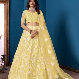 Kvsfab Embroidered Sequinned Semi-Stitched Lehenga & Unstitched Blouse With Dupatta-picture-11