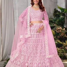Kvsfab Embellished Sequinned Semi-Stitched Lehenga & Unstitched Blouse With Dupatta-picture-8