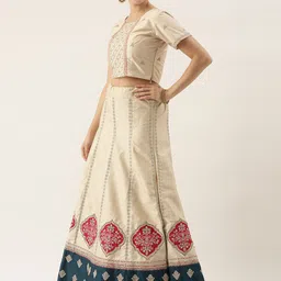 HRITIKA Embroidered Thread Work Semi-Stitched Lehenga & Unstitched Blouse With Dupatta image 4