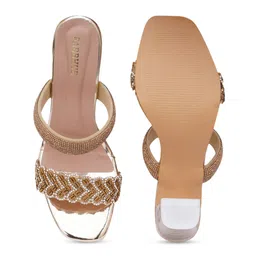 FABBHUE Embellished Open Toe Block Heels image 5
