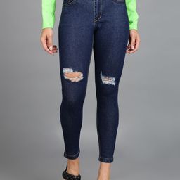 Urbano Fashion Women Skinny Fit Mildly Distressed Stretchable Jeans-image-103