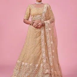 Fusionic Embroidered Semi-Stitched Lehenga & Unstitched Blouse With Dupatta-image-64