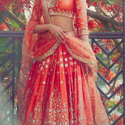 ODETTE Embellished Mirror Work Semi-Stitched Lehenga & Unstitched Blouse With Dupatta-image-57