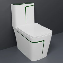 Dimond Quality LT06 White commode with Green Finishing Line and Round Flush Button Western Commode-0