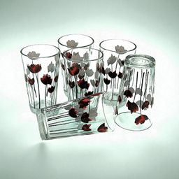 crockware (Pack of 6) ZnEA_6PCS_gls_FLORA-07_New_HH184 Glass Water/Juice Glass-picture-1