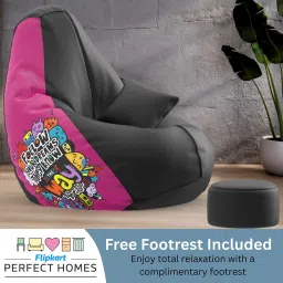 XXXL PatternPuff Bag With Free Cushion and Puffy , Dreams Know The Way-Black Teardrop Bean Bag With Bean Filling-picture-27