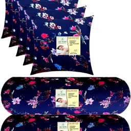 Combo Set Of 5 Cushion And 2 Microfibre Floral Bolster Pack of 7-image-50