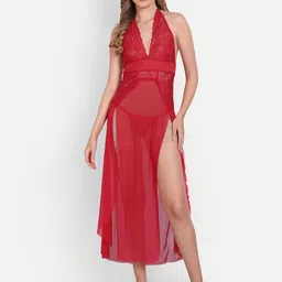 Xivir Self Design Halter Neck Baby Doll-image-74