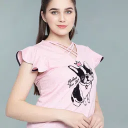 Moda Elementi Floral Print Flutter Sleeve Sheer Top image 5