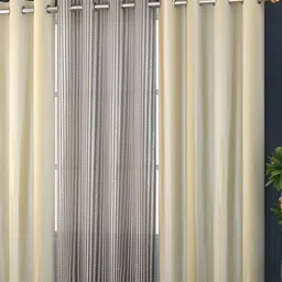 Panipat Textile Hub Beige 3 Pieces Tissue Door Curtains-image-11