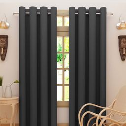 DREAM CARE Grey 2 Pieces Black Out Door Curtains-image-99