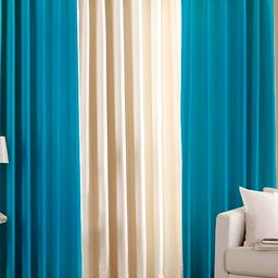 Panipat Textile Hub Blue & Cream 3 Pieces Door Curtains-49