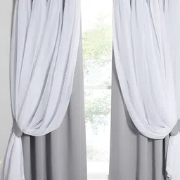 BFAM Silver-Toned & Grey Black Out Long Door Curtain-image-99