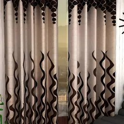 Panipat Textile Hub Brown & Beige 2 Pieces Floral Printed Long Door Curtain-image-46