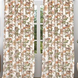 Comfowell Orange & White 2 Pcs Floral Room Darkening Window Curtain-image-21