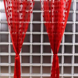 Panipat Textile Hub Red 2 Pieces Floral Sheer Door Curtain-5