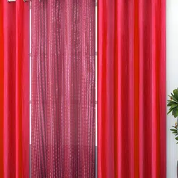 Panipat Textile Hub Pink & Red 3 Pieces Door Curtain-image-75