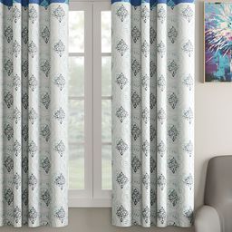 Aura White & Blue Ethnic Motifs Printed Room Darkening Window Curtain-image-52