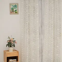 Ariana White Embroidered Sheer Long Door Curtain-image-69