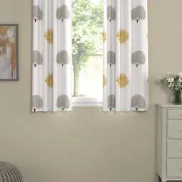 URBAN SPACE White & Brown Set of 2 Quirky Window Curtain-65