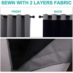 BFAM Grey 2 Pieces Black Out Window Curtains-image-5