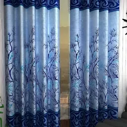Panipat Textile Hub Blue & Green 2 Pieces Floral Door Curtains-image-82