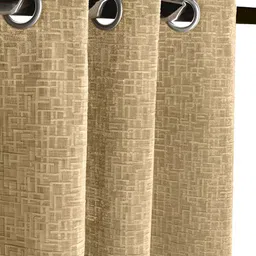Saral Home Gold Toned Geometric Printed Black Out Door Curtain-image-98