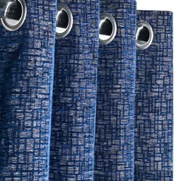 Saral Home Blue & White Geometric Printed Black Out Long Door Curtain-image-100