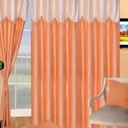 Panipat Textile Hub Orange & White 2 Pieces Door Curtains-image-59