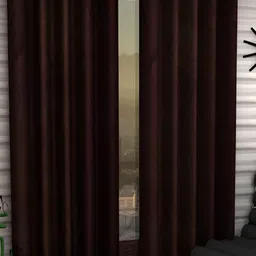 Panipat Textile Hub Brown 2 Pieces Long Door Curtain-image-64