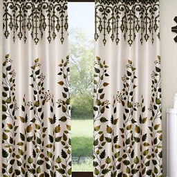 Home Sizzler Green & Cream  2 Pieces Floral Window Curtains-picture-38