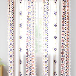 Encasa Homes White & Blue 2 Pcs Sheer Door Curtain-image-18