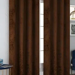 Panipat Textile Hub Brown & Black 2 Pieces Room Darkening Velvet Long Door Curtains-picture-6