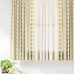 Encasa Homes Beige & Brown 3 Pcs Geometric Sheer Window Curtain-image-22