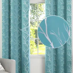 Encasa Homes Teal & White 2 Pcs Room Darkening Long Door Curtain-image-25