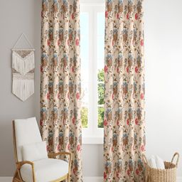 CHICERY Turquoise Blue & Pink 2 Pieces Floral Cotton Room Darkening Window Curtain-image-46